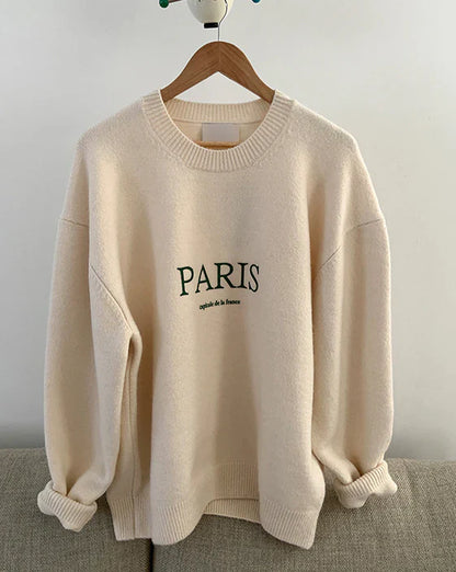 RT No. 4340 KNITTED PARIS LETTERED SWEATER