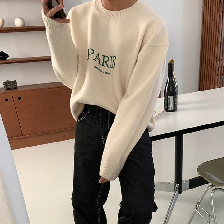 RT No. 4340 KNITTED PARIS LETTERED SWEATER